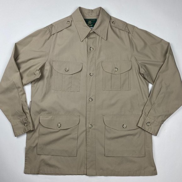 Vintage Orvis 4 Pocket Safari Shirt Jacket Mens 46 Long No-Belt Khaki Cotton USA - Picture 1 of 11